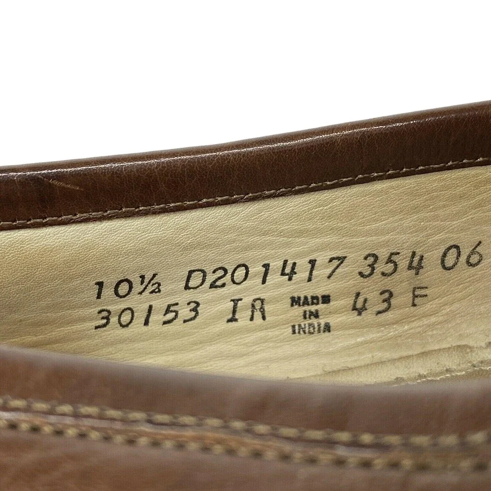 Florsheim Woven Tassel Leather Loafers 10.5 Brown Dress Shoes Career 30153